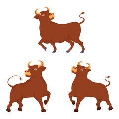 Bull or ox cartoon vector illustration with different style
