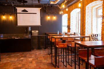 Interior of modern beer restaurant 