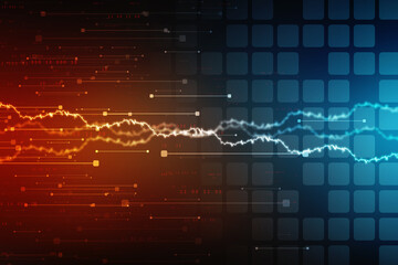 2d illustration Abstract futuristic electronic circuit technology background