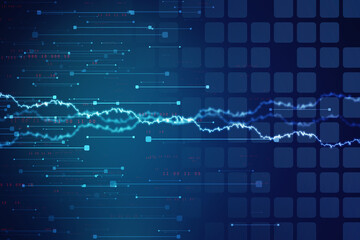 2d illustration Abstract futuristic electronic circuit technology background