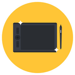 
Graphic tablet icon in flat rounded style, digitizer 
