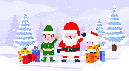 Santa Claus and Friends Post Card Vector