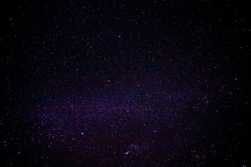 Night scenery with colorful and light yellow Milky Way Full of stars in the sky.