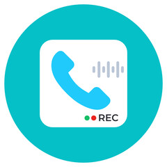 
Icon of call recording in flat design
