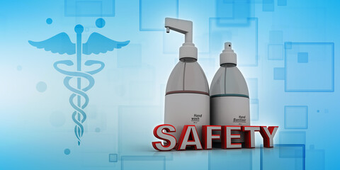 3d rendering Antiseptic hand sanitizer,Antibacterial hand sanitizer,Realistic spray bottle with antibacterial liquid