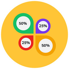 
An icon design of percentage graph, flat style vector 
