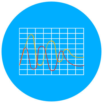 
Graphical data representation, flat rounded icon of polyline chart 
