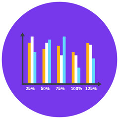 
Data analytics, flat rounded icon of bar chart 
