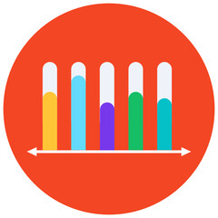 
Data analytics, flat rounded icon of bar chart 
