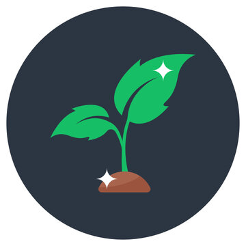 
Mud Potted Plant, Icon Of Sprout In Flat Style 
