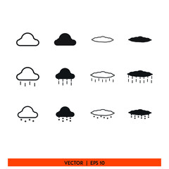 cloud set Icon vector graphic of weather pack template