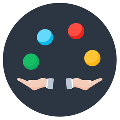 
Carnival showing feats, flat icon of juggler 
