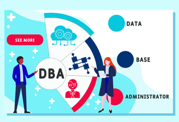 Vector website design template . DBA - Data base Administrator acronym, business concept. illustration for website banner, marketing materials, business presentation, online advertising.