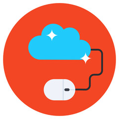 
Cloud computing icon, cloud with mouse in flat rounded style 
