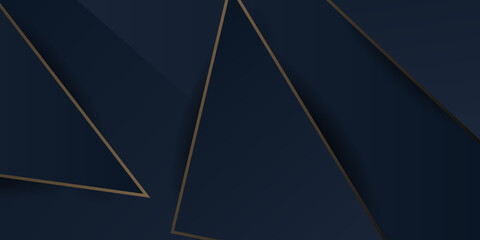 Abstract low polygonal pattern luxury golden line with dark navy blue template background. Luxury and elegant. Suit for business, corporate, institution, party, festive, seminar, and talks
