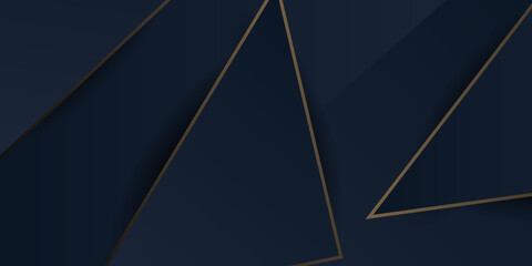 Abstract elegant dark blue texture composition with two arcs with a gold border triangle. Suit for business, corporate, institution, party, festive, seminar, and talks