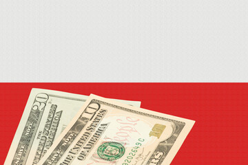 Flagge von Polen und Dollar Geldscheine