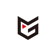 abstract letter mg triangle arrow geometric logo vector