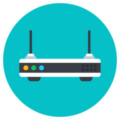 
Internet modem, icon of internet device in flat style 
