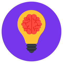 
Editable vector style of brain inside bulb, brainstorming concept 
