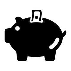 
Piggy bank with banknote, trendy flat icon of money savings 
