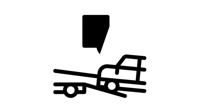 Tow Truck Transport Icon Animation Tow Truck Evacuating And Transportation Broken Car, Winch And Hook