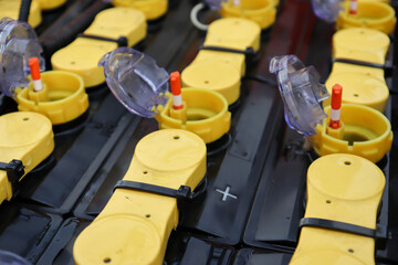 Electric forklift battery in factory