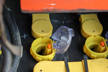 Electric forklift battery in factory