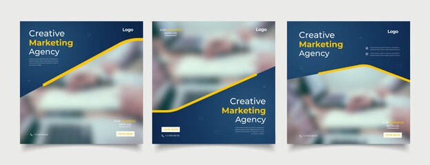 Creative marketing agency banner for social media post template 