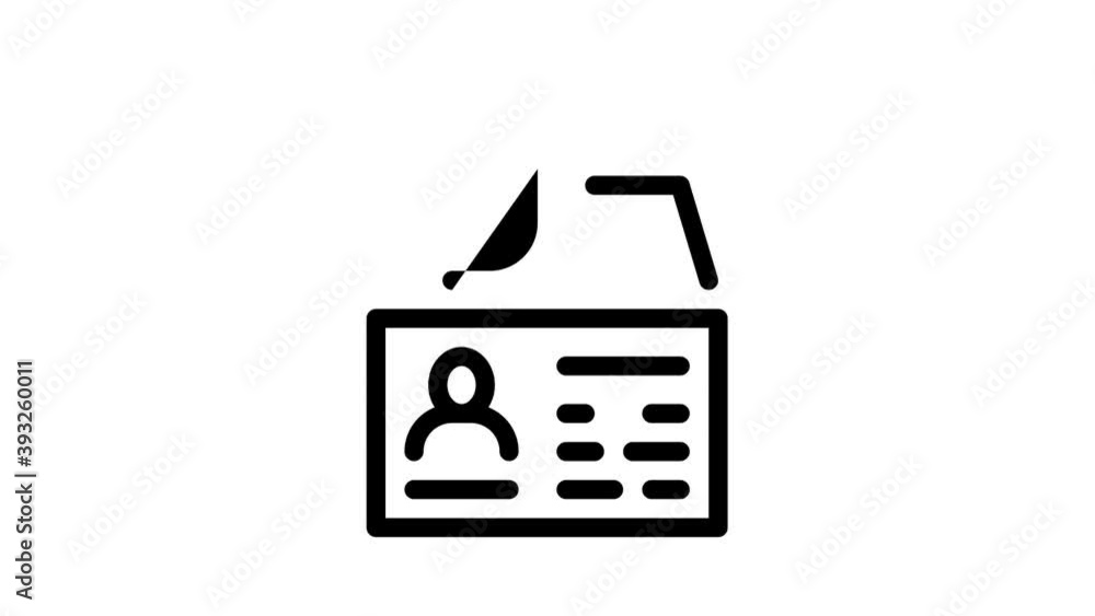 Poster passport control check icon animation scanning passport and stamp, policeman and book, fingerprint a
