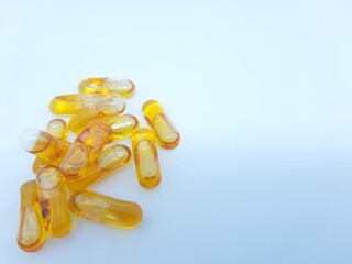 Fish oil capsule with white background