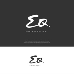 EQ Initial handwriting or handwritten logo for identity. Logo with signature and hand drawn style.