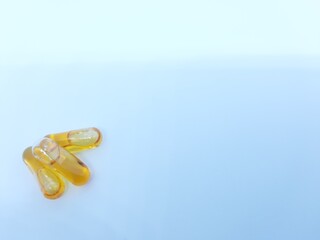 Fish oil capsule with white background