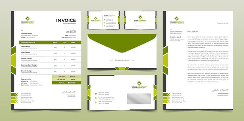 Corporate business branding identity, Stationery design, Letterhead, Business card, Invoice, Envelope design