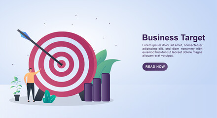 Illustration concept of business target with a large target board.