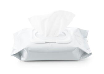 Wet wipes placed on a white background