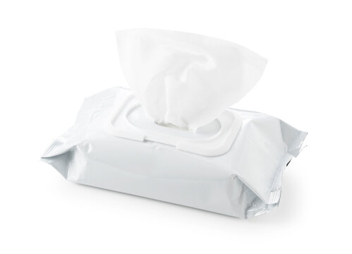Wet wipes placed on a white background