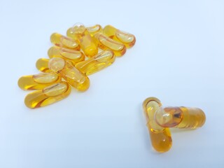 Fish oil capsule with white background