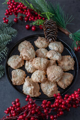 home made coconut macaron cookies for christmas