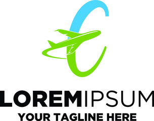 Letter E with plane logo