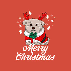 Fototapeta na wymiar Christmas Vector Dog Poodle Illustration