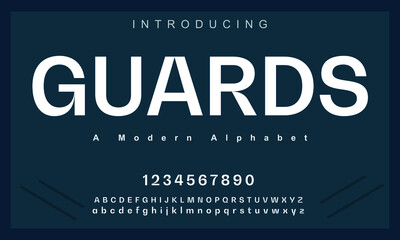 Guards font. Elegant alphabet letters font and number. Lettering Minimal Fashion Designs. Typography fonts regular uppercase and lowercase. vector illustration