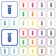 Atomic bomb outlined flat color icons