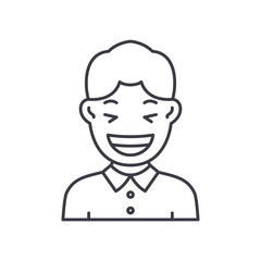 Laugh icon, linear isolated illustration, thin line vector, web design sign, outline concept symbol with editable stroke on white background.