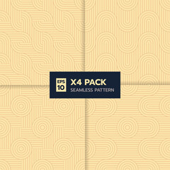 set of classic abstract weave line seamless pattern on yellow light background