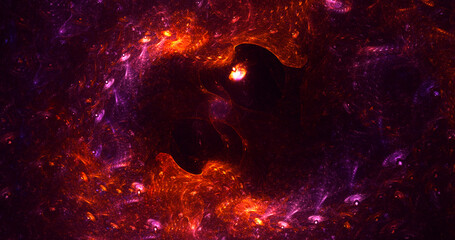 3D rendering abstract multicolor fractal light background