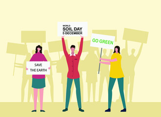 World Soil Day Vector Concept: People are demonstrating to celebrate World Soil Day