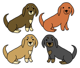 4色のミニチュアダックスフンド
