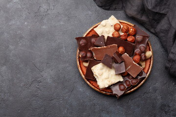 Various chocolate pieces and nuts