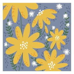 Fototapeta na wymiar Yellow flower big color block plant beautiful warm autumn season texture background design vector art fresh